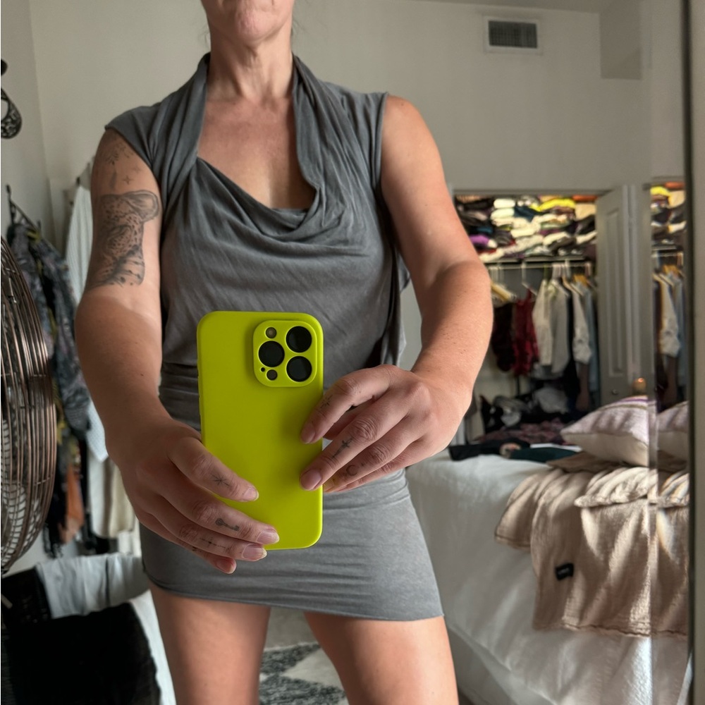 All Saints unique grey mini dress